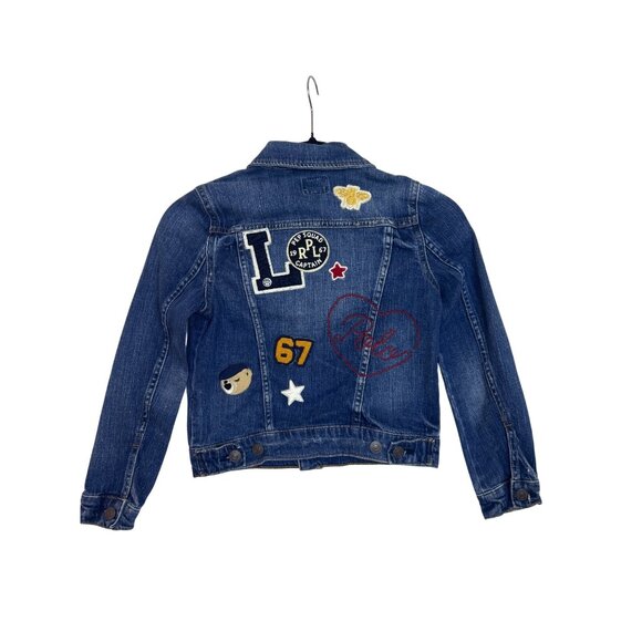 Polo Ralph Lauren Girl's Size 8 Denim Jean Jacket Pep Squad Patches Retro - Picture 7 of 10